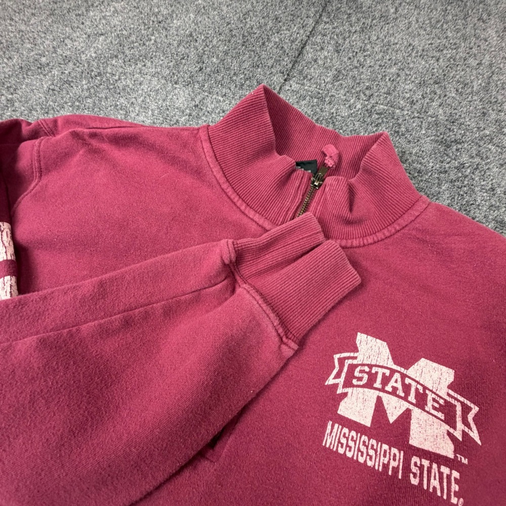 VTG Colosseum Men Large Mississippi State Bulldogs Quarter Zip Sweatshirt Maroon